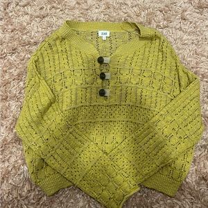 Yellow Buckle button sweater.